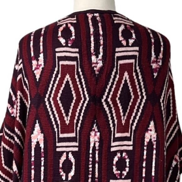 Mossimo Women's Burgundy Pink Geo Open Front Dolman Sleeve Sweater Size L/XL - Picture 8 of 10